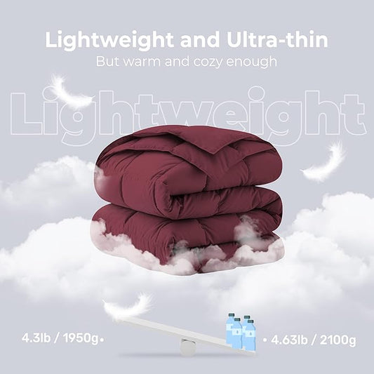 Soft Lightweight Down Blanket for Bed Sofa Couch Indoor and Outdoor Use, Warm and Fluffy Throw Blanket, Red, King Size (108"X88")
