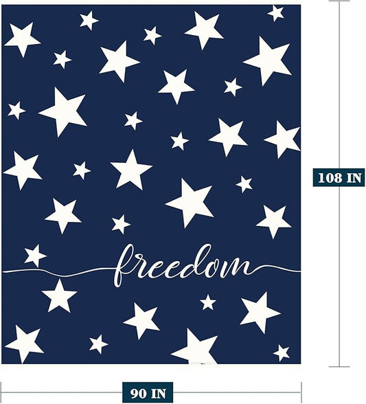 Neatee Living Patriotic Throw Blanket King Size 4th of July Memorial Day Fourth of July American Freedom Veteran Blanket Bed Red White Blue Stars Soft Fleece Blanket Home Decorations 90x108