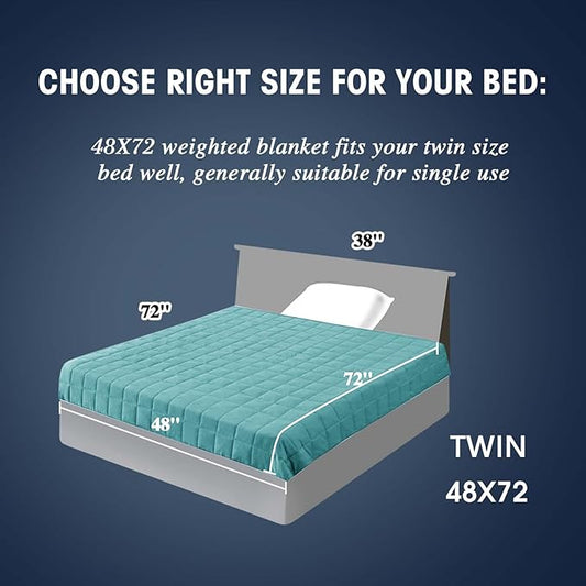 yescool Weighted Blanket for Adults (12 lbs, 48" x 72", Green) Cooling Heavy Blanket for Sleeping Perfect for 110-130 lbs, Twin Size Breathable Blanket with Premium Glass Bead, Machine Washable