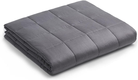 YnM Weighted Blanket, Soothing Cotton, Bed Blanket for One Person of 90lbs, Ideal for Twin Bed (41x60 Inches, 10 Pounds, Dark Grey)