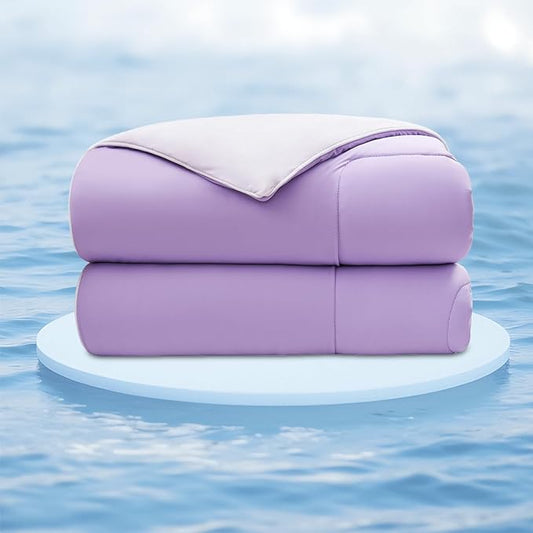 EMME Cooling Comforter King Size, Double-Sided Cooling Blanket for Hot Sleepers, Q-Max>0.45 Breathable Summer Quilt for Night Sweater, Cold Touch Lightweight Duvet Insert (Purple,106 x 90)