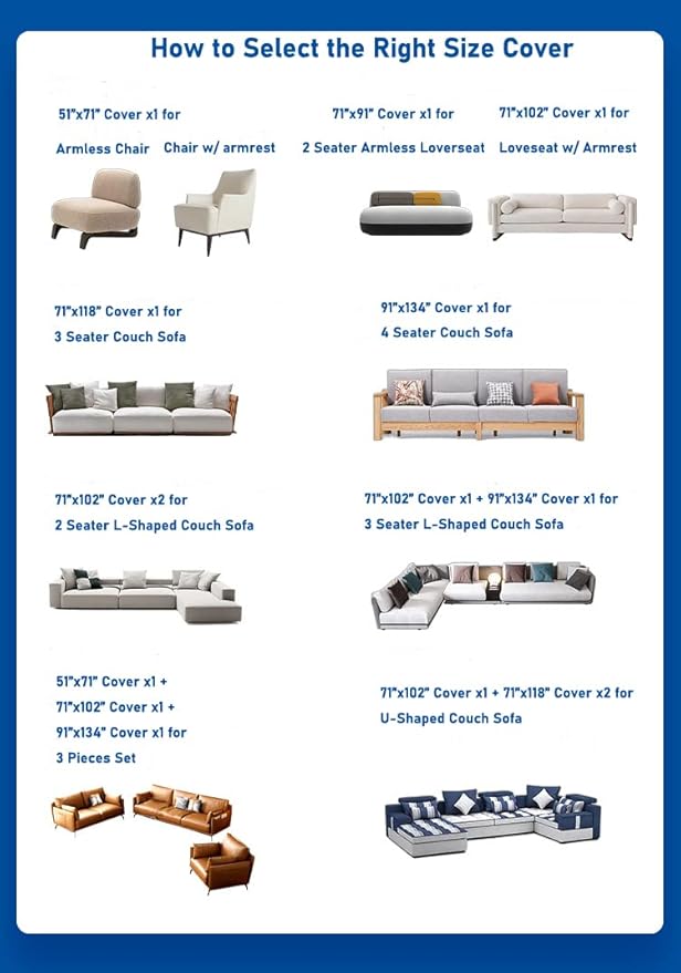 AIVIA Couch Cover Sheet Blanket, Oversized Reversible Slipcover for 3-4 Cushion High Backed Backrest Sofa, Extra Large Furniture Decoration Covers Sofa Slipcovers, L Shape U-Shaped Sectional Protector
