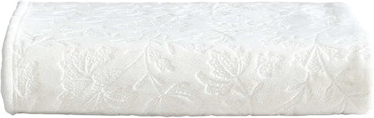 Eddie Bauer - Throw Blanket, Embossed Ultra Soft Plush Bedding, Home Decor for All Seasons, Oeko-Tex Certified (Woodblock Floral White, 50" x 70")