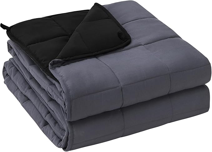 King Size Weighted Blanket for Adults (25 lbs, 80” x 87”, Grey& Black) Cooling Heavy Blanket for Sleeping Perfect for 190-210 lbs, Breathable Blanket for Adults & Couple All Season, Machine Washable