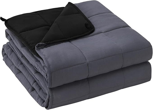 King Size Weighted Blanket for Adults (25 lbs, 80” x 87”, Grey& Black) Cooling Heavy Blanket for Sleeping Perfect for 190-210 lbs, Breathable Blanket for Adults & Couple All Season, Machine Washable