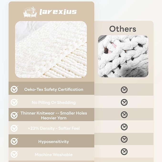Chunky Knit Blanket - Luxury Soft Cozy King Size(60 * 80) Throw Blanket,100% Woven Blanket Rope Knot Throw Blanket for Couch, Sofa, Home Decor, Gift - Machine Washable（Milk White）