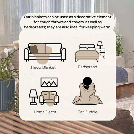 100% Organic Turkish Cotton Throw Blanket - GOTS Certified, Cozy - Perfect for Couch, Bed, and Home Decor - Boho Vintage Knit Alina (Mocha Meringue, 60x80)