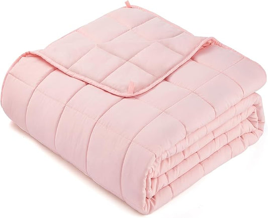 yescool Weighted Blanket for Adults (25 lbs, 80” x 87”, Pink) Cooling Heavy Blanket for Sleeping Perfect for 240-260 lbs, Queen Size Breathable Blanket with Premium Glass Bead, Machine Washable