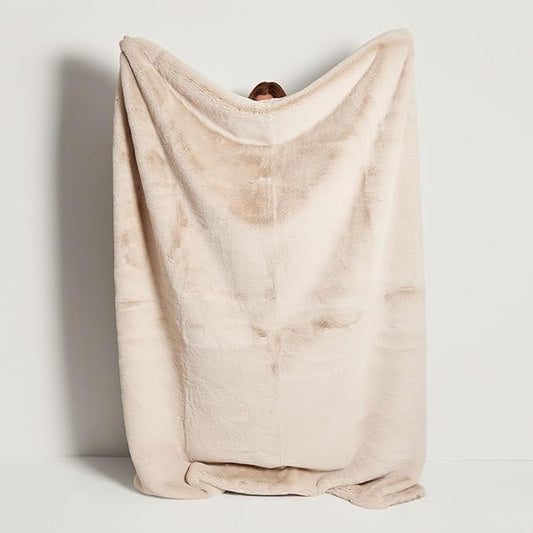 UnHide Marshmallow - Faux Fur Blanket - Heavy Weight, Extra Soft Blanket - Made from Recycled Materials - Machine Washable - Large (90" x 108") - Beige Bear