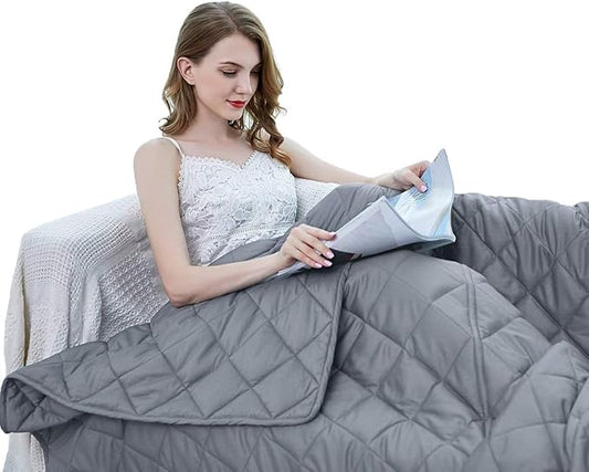 ZZZhen Weighted Blanket - High Breathability - 48''72'' 15LB - Premium Heavy Blankets - Calm Sleeping for Adult and Kids, Durable Quilts and Quality Construction…