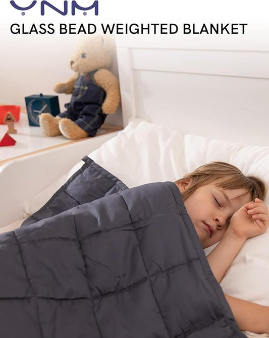 YnM Kids 7lbs Weighted Blanket, Premium Cotton Material with Glass Beads, Bed Blanket for One Person of 60lbs, Ideal for on Twin Bed (Dark Grey, 41"x60" 7lbs)