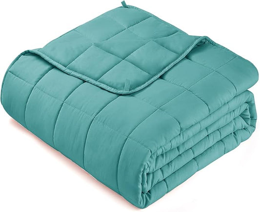 yescool Weighted Blanket for Adults (12 lbs, 48" x 72", Green) Cooling Heavy Blanket for Sleeping Perfect for 110-130 lbs, Twin Size Breathable Blanket with Premium Glass Bead, Machine Washable