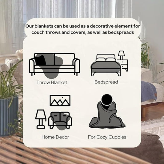 100% Organic Turkish Cotton Throw Blanket - GOTS Certified, Cozy - Perfect for Couch, Bed, and Home Decor - Boho Vintage Knit Alina (Dark Grey, 60x80)