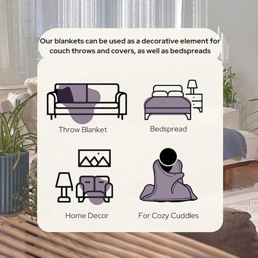 100% Organic Turkish Cotton Throw Blanket - GOTS Certified, Cozy - Perfect for Couch, Bed, and Home Decor - Boho Vintage Knit Alina (Sweet Grape, 60x80)