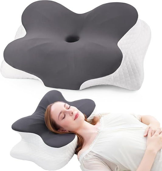 Memory Foam Pillows, Cervical Pillow for Neck Pain Relief, Odorless Ergonomic Pillow with Comfortable Pillowcase, Adjustable Orthopedic Bed Pillow for Sleeping, Support for Side Back Sleepers