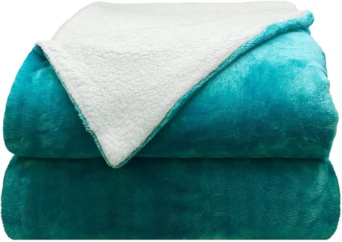 Comfort Lab Reversible Flannel Sherpa Blanket - Elegant Fluffy Bed Blankets for Bedroom and Home Decor - Anti Pilling Non Shedding Cozy & Warm Fleece Cover - King/California King (108" x 90") - Teal