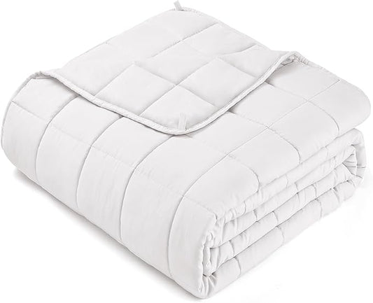 yescool Weighted Blanket for Adults (25 lbs, 88” x 104”, White) Cooling Heavy Blanket for Sleeping Perfect for 240-260 lbs, King Size Breathable Blanket with Premium Glass Bead