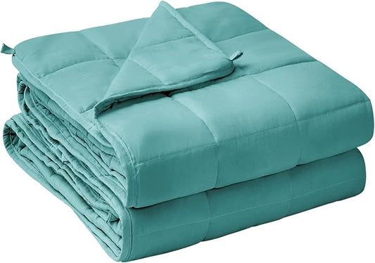 yescool Weighted Blanket for Adults (20 lbs, 60” x 80”, Teal) Cooling Heavy Blanket for Sleeping Perfect for 190-210 lbs, Queen Size Breathable Blanket with Premium Glass Bead, Machine Washable