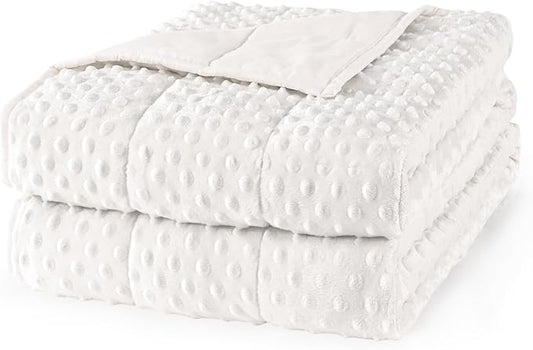 Mr. Sandman Weighted Blanket for Adults, Heavy Blanket for Woman,Man Sleeping/Calm, Soft and Cozy Weighted Throw Blankets, Machine Washable, 48 x 72in, 15 lbs, White