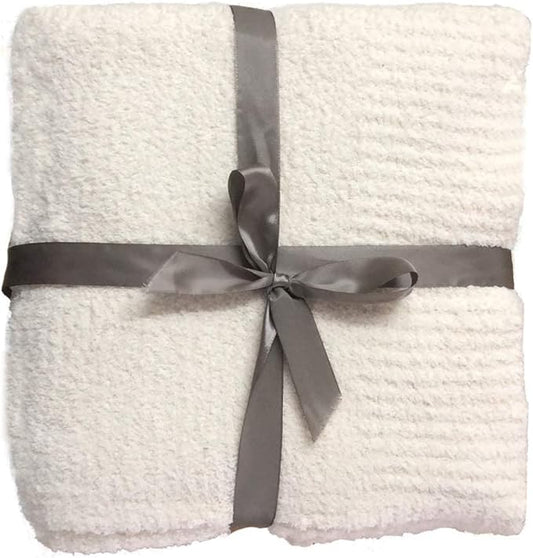 JOOJA Knit Throw Blanket Super Soft Warm Blanket for Couch Lightweight Fluffy Blanket for Bed Sofa 60x80 Inches Cream