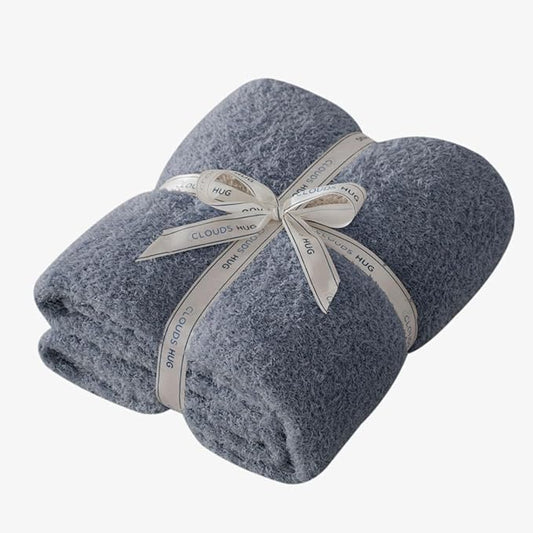 Knit Throw Blanket for Couch - Super Soft Bed Blanket， Fluffy Fuzzy Plush Lightweight Cozy Blankets for Sofa ，Dark Grey，50" x 60"