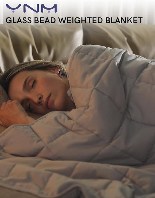 YnM Weighted Blanket,Heavy 100 Percent Oeko-Tex Certified Cotton Material, Bed Blanket for One Person of 160lbs, Ideal for Queen/King Bed (60x80 Inches, 17 Pounds, Light Grey)