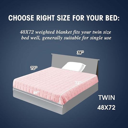yescool Weighted Blanket for Adults (10 lbs, 48" x 72", Pink Grey) Cooling Heavy Blanket for Sleeping Perfect for 90-110 lbs, Twin Size Breathable Blanket with Premium Glass Bead, Machine Washable