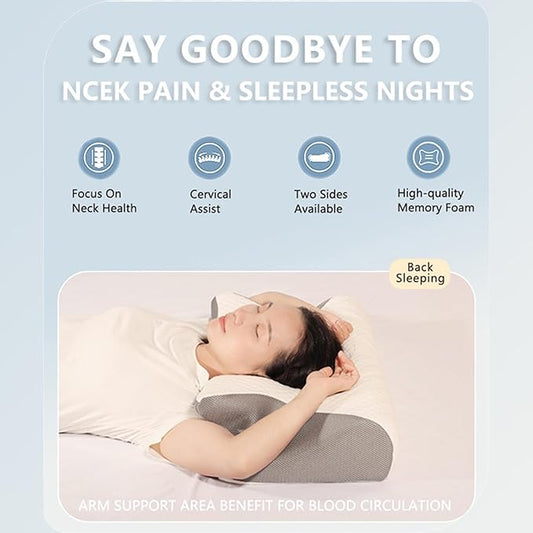 Dreamers Relief Pillow, Neckhaven Pillow, Cervical Neck Pillow for Pain Relief & Sleeping, Ergonomic Contour for Side Sleepers, Necks and Shoulder Support