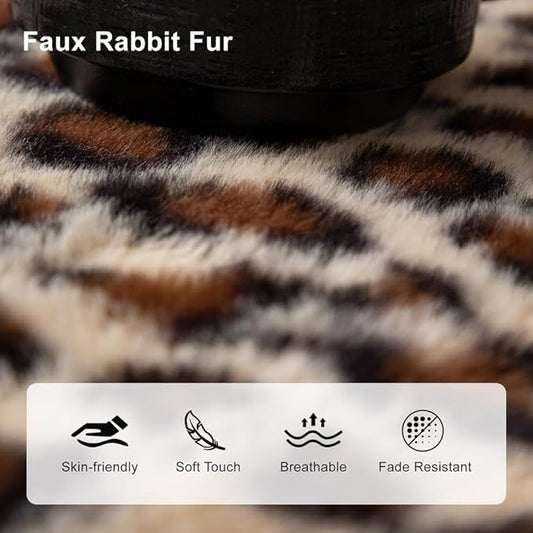AMWAN Ultra Soft Fuzzy Faux Rabbit Fur Couch Cover for Sofa,Bed Shaggy Thick Warm Fluffy Sofa Slipcover for Dogs,Cats,Kids,Decorative Almond Cozy Furry Blanket, Almond,71x150’’