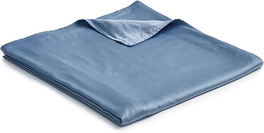 YnM Exclusive Bamboo Viscose Duvet Cover for Weighted Blankets with 16 Strings (Blue Grey, 60"x80")