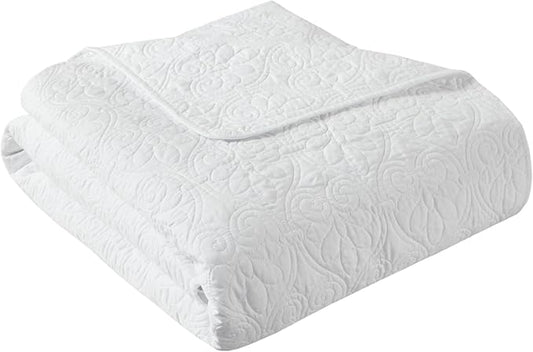 Madison Park Quebec Oversized Quilted Throw in White Finish MP50-2986, 60"x70"