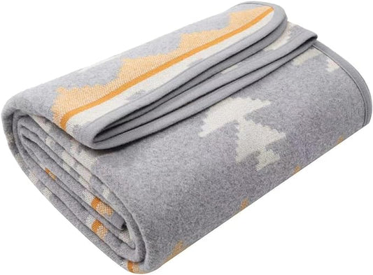 ACUSHLA Merino Wool Blanket - Warm Thick Washable Large Outdoor Camping Sleeping Throw Blanket All Weather, Morocco Grey 79x63