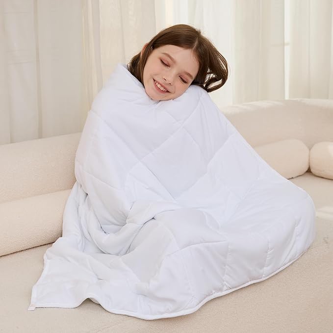 Weighted Blanket 7lbs Twin Size White 41"x60" Weighted Blankets Heavy Blanket are Comfortable and Cozy