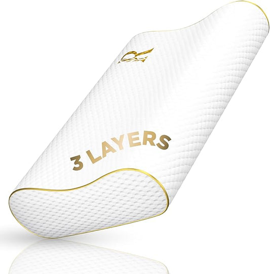 Royal Therapy Travel Memory Foam Pillow, Camping, Cervical for Pain, Contour Pillow, Shoulder Pain, Neck Pain Pillow