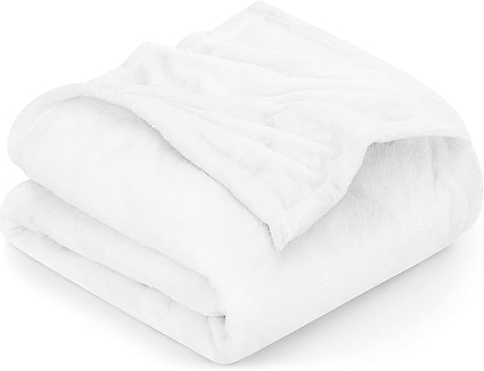 Utopia Bedding Fleece Blanket California King Size White 300GSM Luxury Fuzzy Soft Anti-Static Microfiber Bed Blanket (102x96 Inch)
