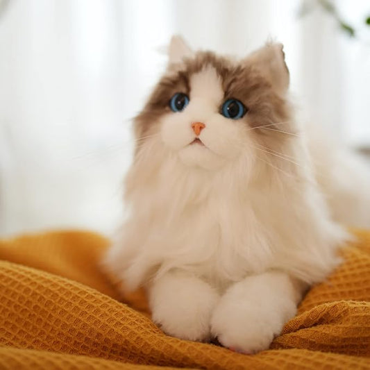 Chongker Stuffed Animals Handmade Realistic Cat Plush Toy Companion Pet for Elderly Adults Women Kids Cat Lover Surprise Gifts for Anniversary Birthday,Ragdoll Cat