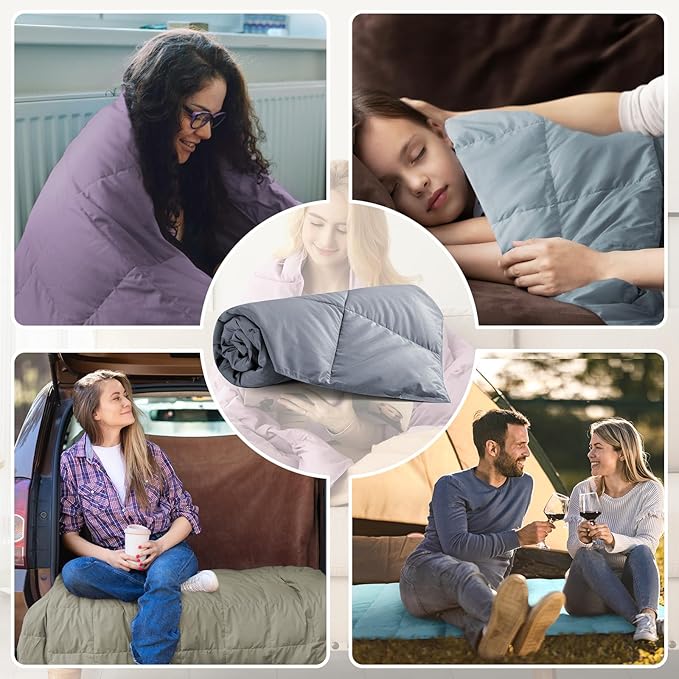 Down Throw Blankets for Couch 50x70 Down Blanket for Indoor and Outdoor Throw Blanket use Soft Lightweight Throw Blanket Alloy Gray