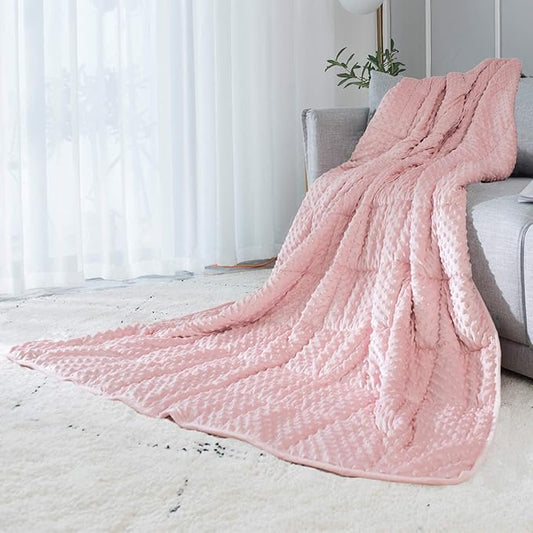 ALANSMA Reversible Weighted Blanket for All Season, Luxury Velvet, Warm and Cool, Adult 10Lb Weighted Blanket, Enjoy Sleeping Anywhere(Pink, 48''x72''10lbs)