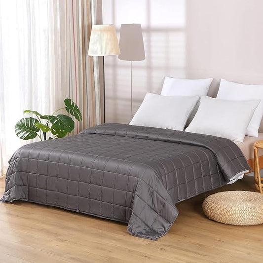 ZonLi Cooling Weighted Blanket (60"x80", 15lbs, Grey), Queen Size Bamboo-Derived Rayon Weighted Blanket for Adults, High Breathability Heavy Blanket, Soft Material with Premium Glass Beads