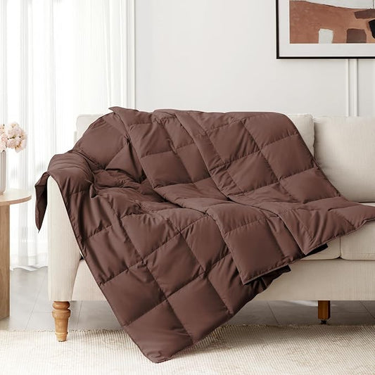 Down Throw Blankets for Couch 50x70 Down Blanket for Indoor and Outdoor Throw Blanket use Soft Lightweight Throw Blanket Chocolate