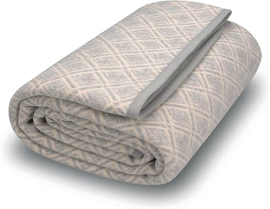 ACUSHLA Merino Wool Blanket - Soft Warm Thick Washable Large Bed Couch Camping Outdoor Travel Throw Blanket All Weather, Plaid Grey 79X63