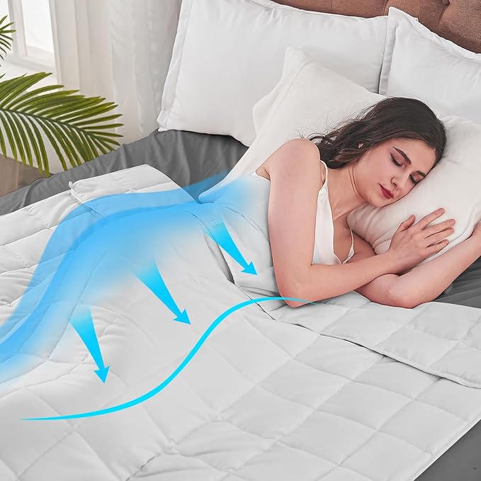 yescool King Size Weighted Blanket for Adults (20 lbs, 80” x 87”, White) Cooling Heavy Blanket for Sleeping Perfect for 190-210 lbs, Breathable Blanket for Adults & Couple All Season, Machine Washable
