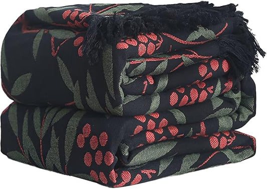 Summer Boho Throw Blankets for Bed Couch All Season Cotton Throw Blankets 80"x90" Premium Knitted Warm Boho King Quilt for Farmhouse Lightweight Decor Blankets Best Gifts for Women