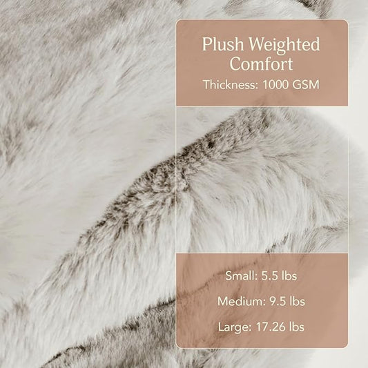 UnHide Marshmallow - Faux Fur Blanket - Heavy Weight, Extra Soft Blanket - Made from Recycled Materials - Machine Washable - Small (50" x 60") - Greige