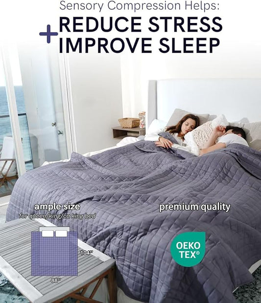 YnM King Size Weighted Blanket for Adults (88x104 Inches, 25 Pounds, Dark Grey), Smallest Compartments with Cooling Glass Beads,Heavy Bed Blanket for Two Persons of 110~190lbs on Queen or King Bed