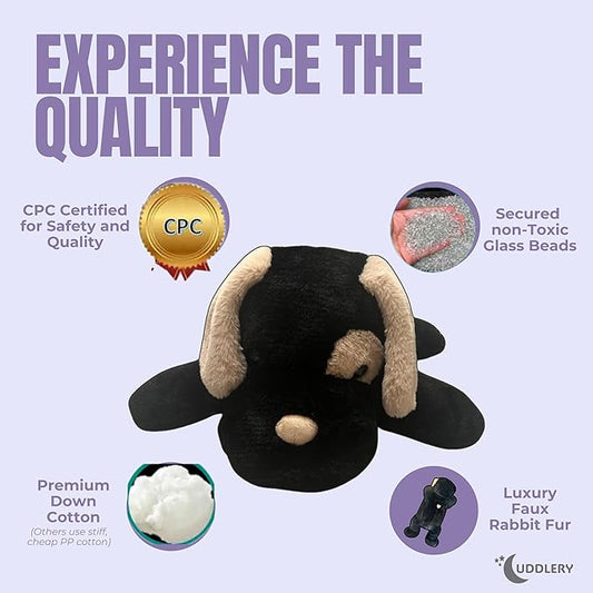 6 lbs Black Dog Plush - Large 27 Inch Luxury Weighted Stuffed Animals - Black and Beige Weighted Plush for Adults, Kids, Boys and Girls
