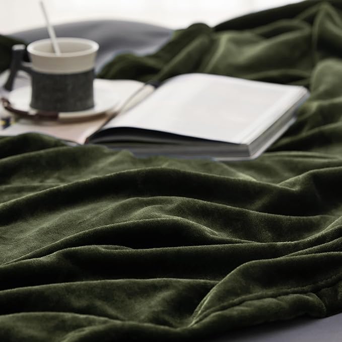Bedsure Fleece Blanket Twin Size Olive Green - 300GSM Lightweight Plush Fuzzy Cozy Soft Warm Blanket for Bed, Sofa, Couch, Travel, Camping, 60x80 inches