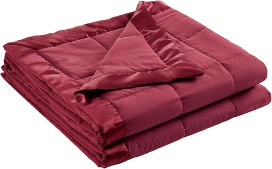 Madison Park Windom Down Alternative Blanket, Premium 3M Scotchgard Moisture Wicking Treatment, Lightweight and Soft Bed Cover For All Season, Twin, Satin Trim, Burgundy