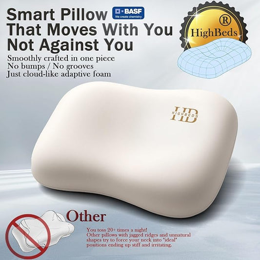 Cervical Neck Pillow for Memory Foam – Soft Ergonomic Side Sleeper Pillow for Neck Pain Relief, Ice Silk Zipperless Pillowcase, Eco-Friendly and Durable Material