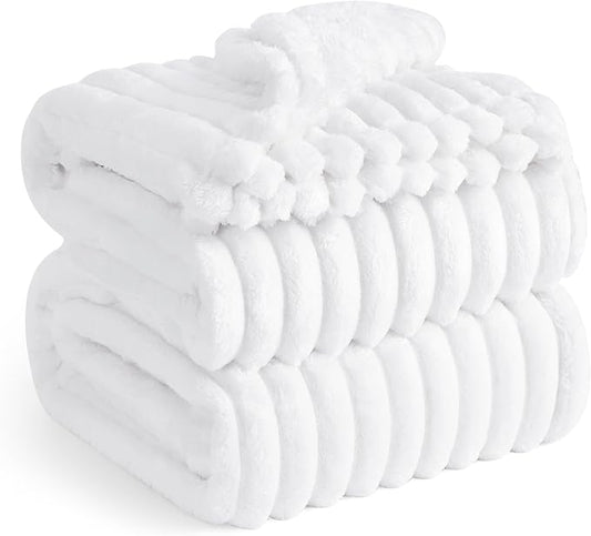 Bedsure White California King Size Blanket for Couch - GentleSoft Cozy Soft Blankets for Women, Cute Small Fleece Throws for Girls, Birthday Gifts for Women, White, 102x96 Inches